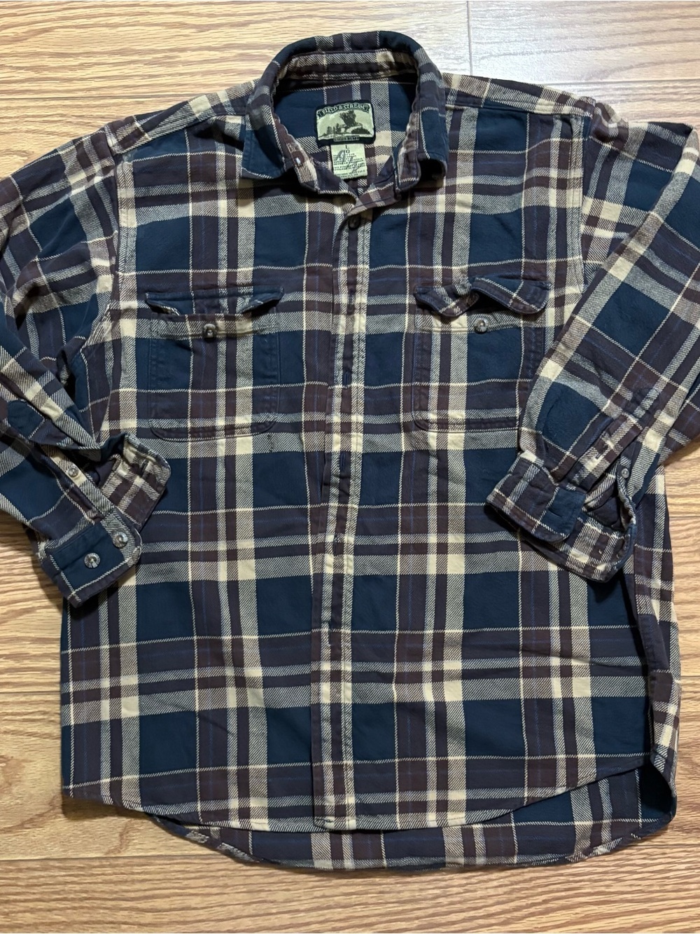 Vintage 90s Field & Stream Heavyweight Button Down Plaid Flannel Shirt Large